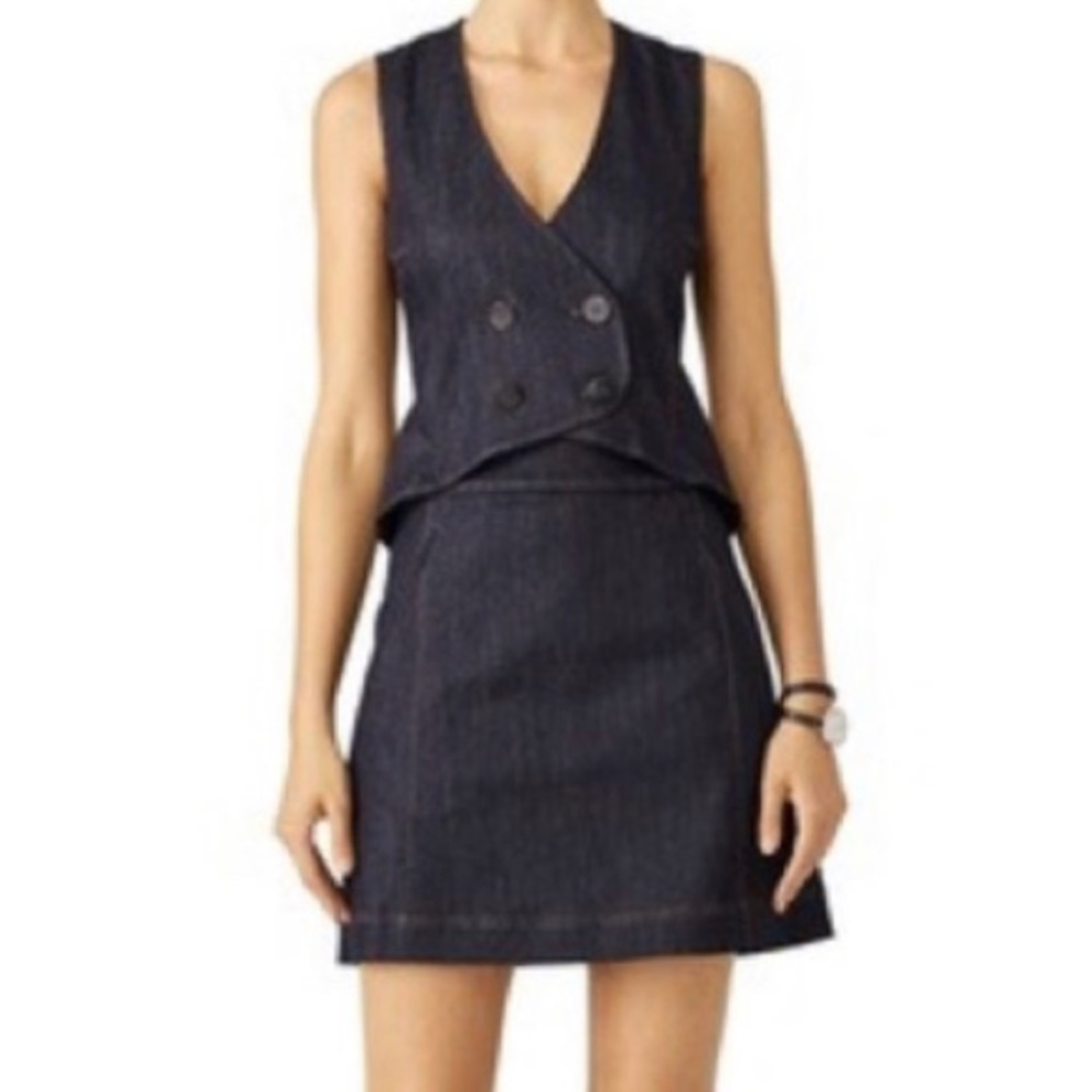 Derek Lam 10 Crosby Dark Denim Vest Tuxedo Dress
